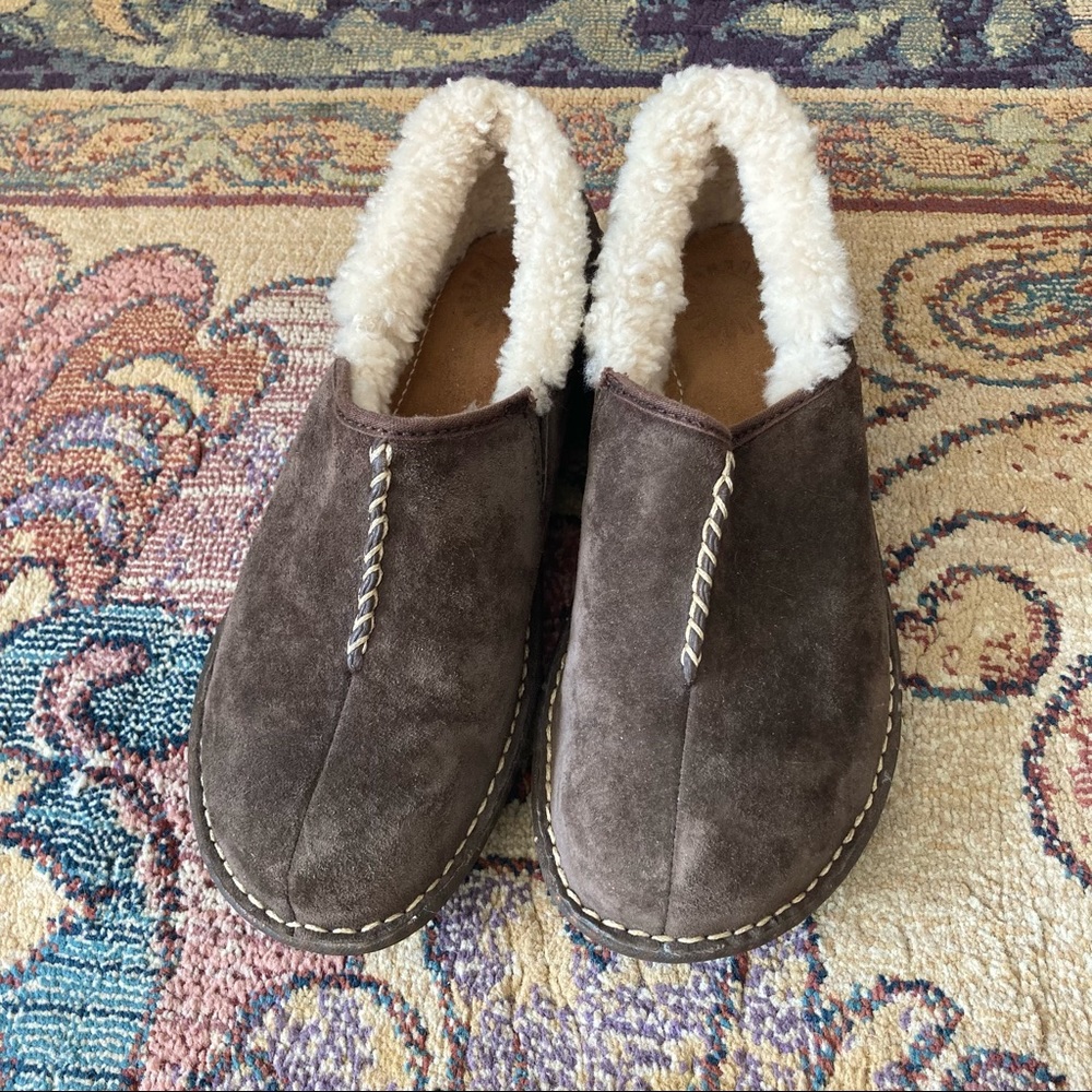 Ugg Shearling Lined Brown Suede Leather Shoes